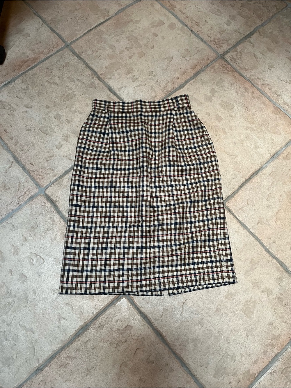 JH Collectibles Checked Pencil Skirt in Cream, Brown and Black